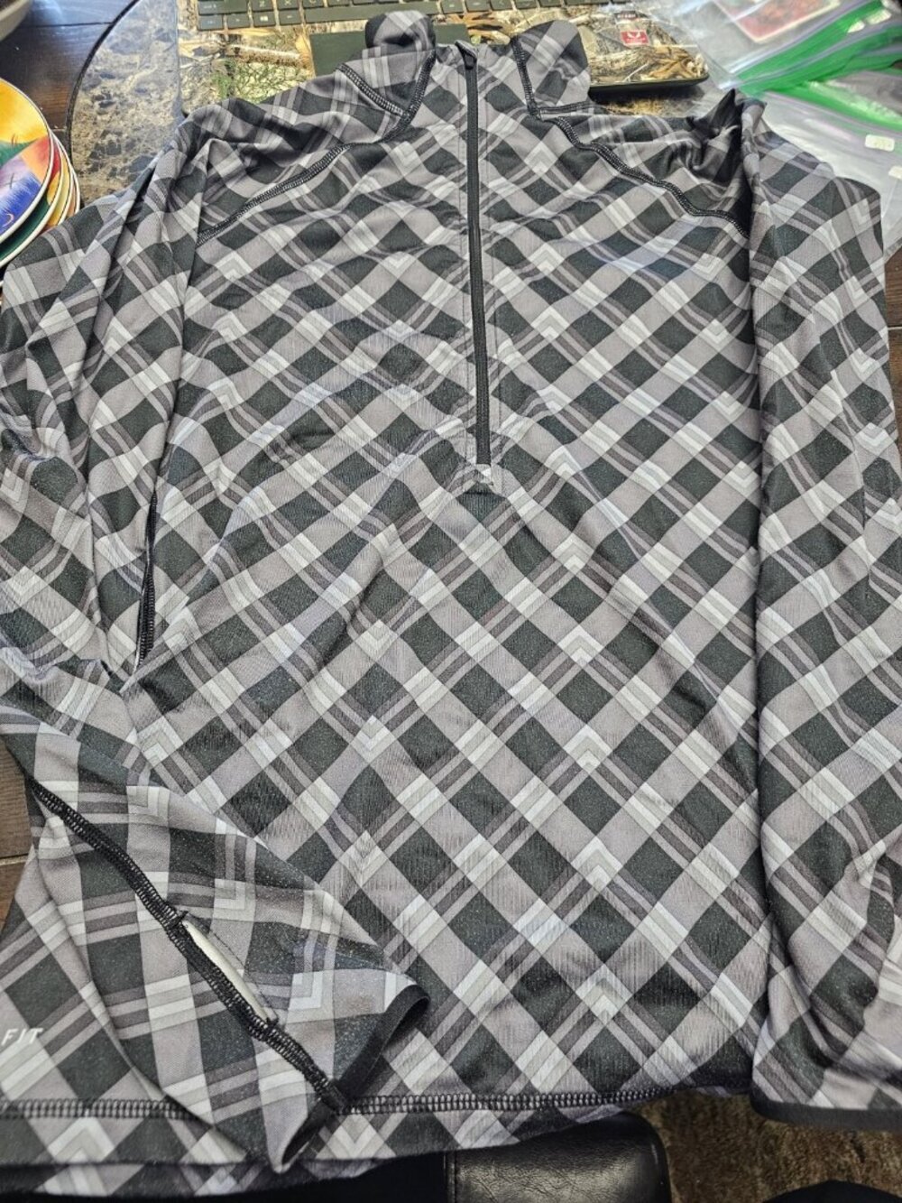 Nike Pro 1/4 Zip Athletic Jacket Gray Patterned Women's Medium
